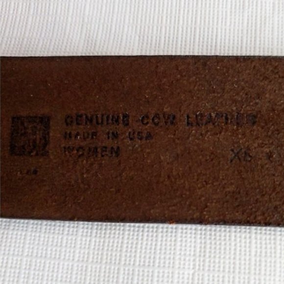 EUC Brown Leather Belt with Antique Gold Rhinestone Buckle Western Size XS - Picture 5 of 10